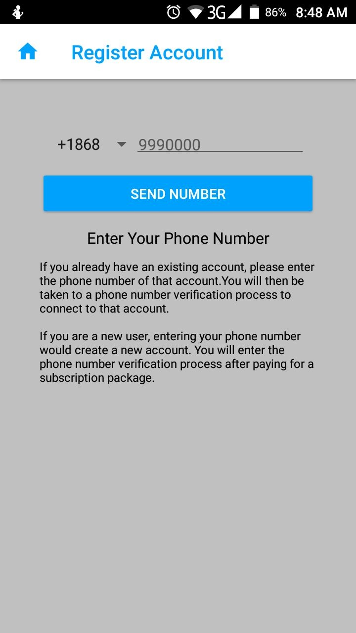 Enter your phone number to link your phone for registration.
